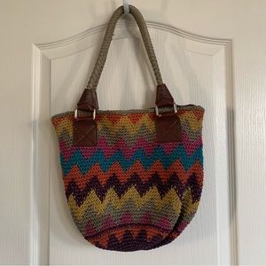 The Sak Cambria Crochet zig zag stripe multi color bag
